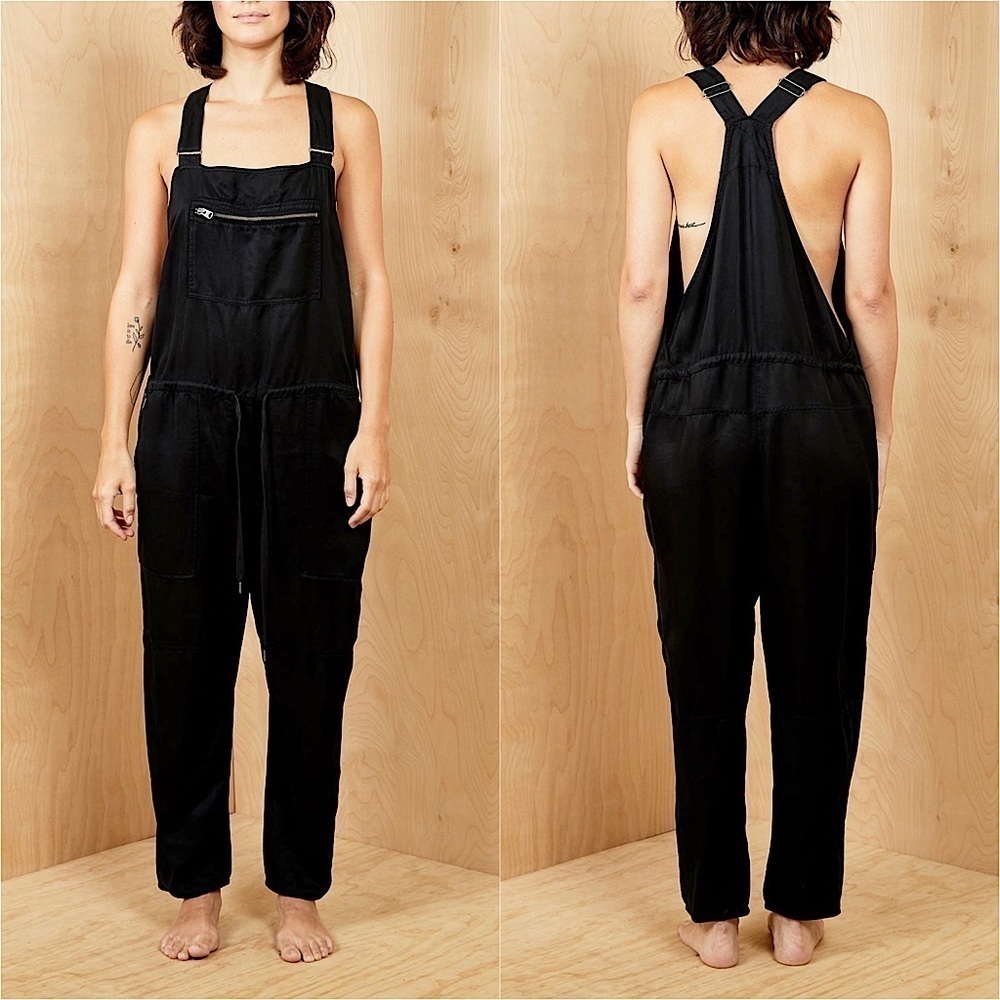 ARITZIA Drawstring Cinch Waist Straight Leg Ankle Crop Twill Utility Overalls‎ M